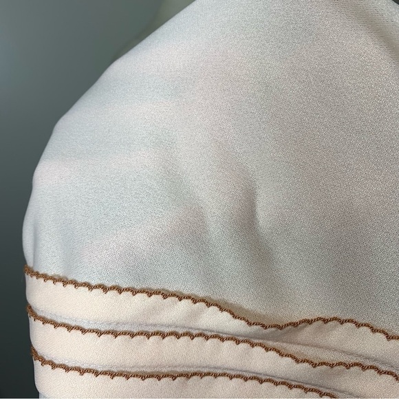 VINTAGE 70s Pink Prairie Dress Cottage Secretary Ruffle Neck Long Sleeves S/M - Picture 10 of 13